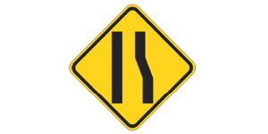 前方的右车道即将结束，靠左或换到左道行驶